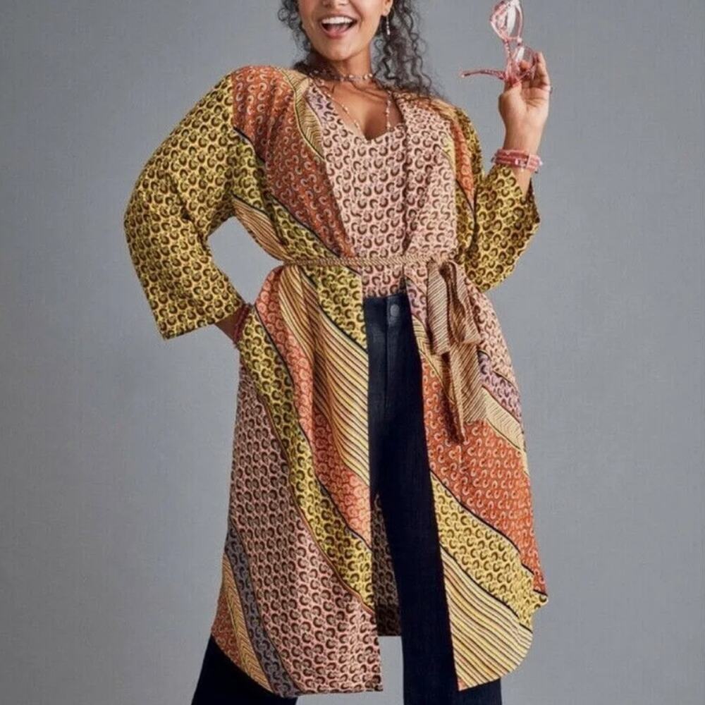 CAbi Poet Jacket Boho Patchwork Multicolor Kimono… - image 1